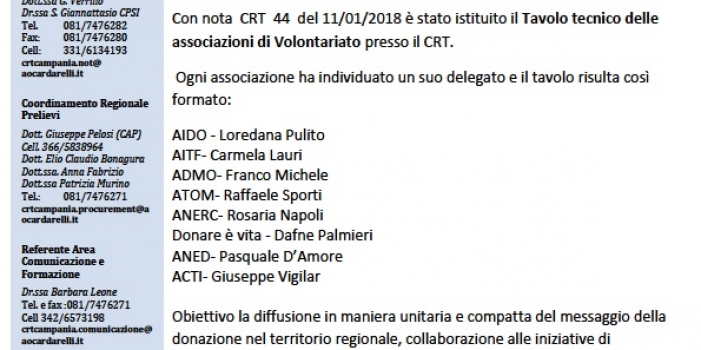 Istituzione Tavolo Tecnico associazione volontariato