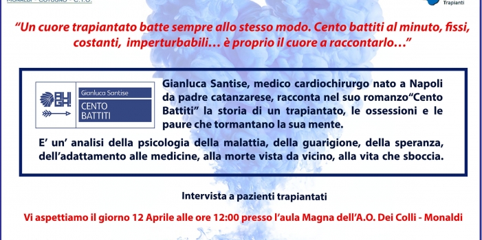 Cento Battiti – Gianluca Santise racconta nel suo romanzo la storia di un trapiantato